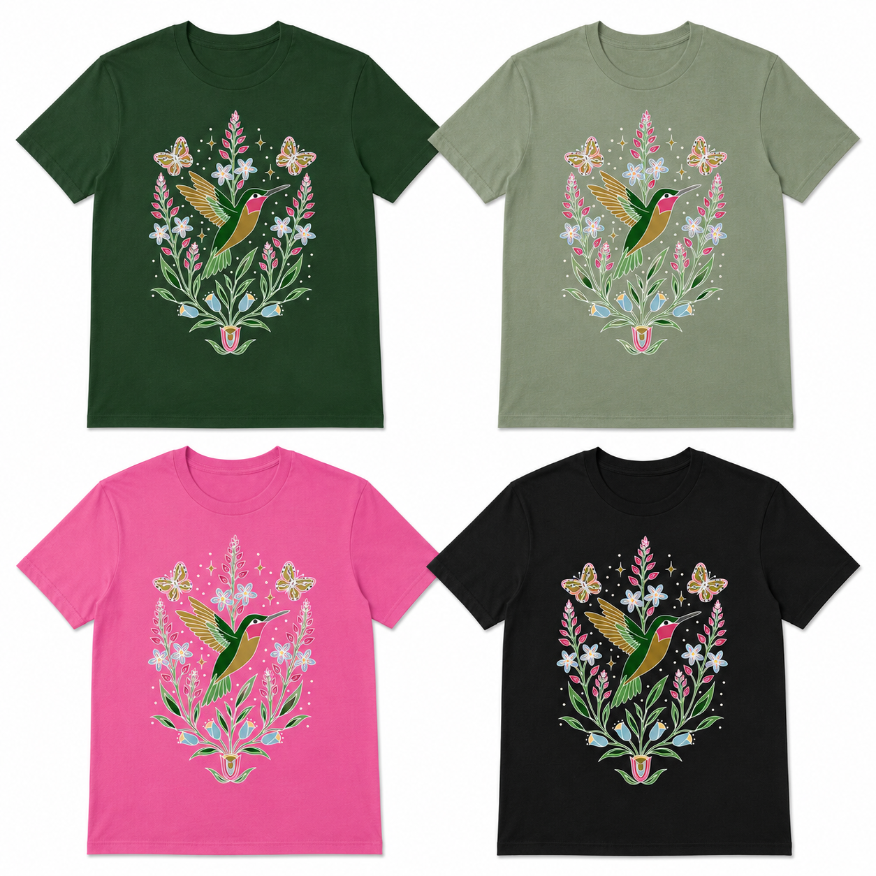 Hummingbird Tee – Sage Green